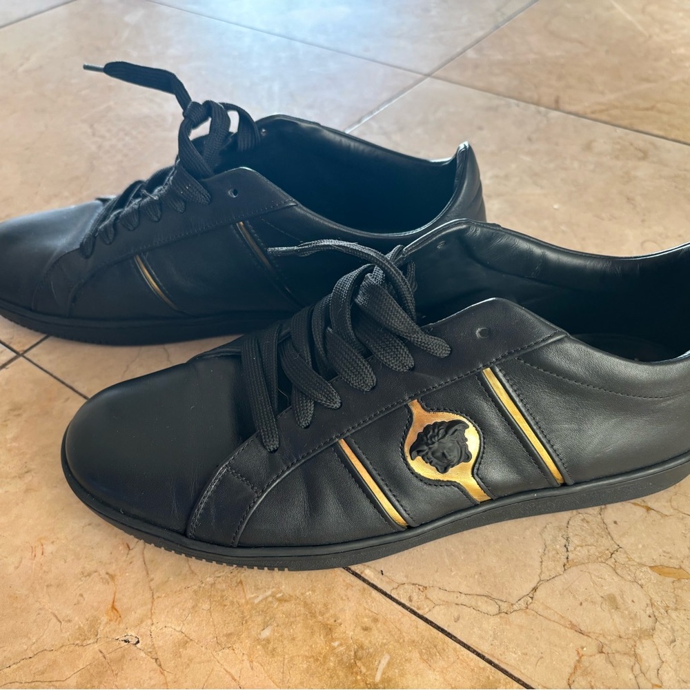 Versace Black and Gold Sneakers and matching belt.